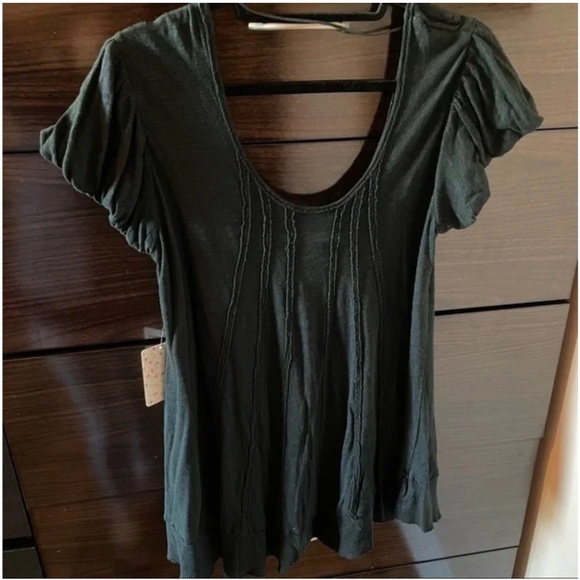 Free People Boho Flowy Black Scoop Neck Top Size Small - Picture 7 of 9